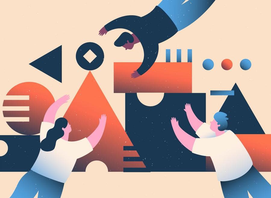 Drawing of people and geometrical shapes Drawing of people and geometrical shapes