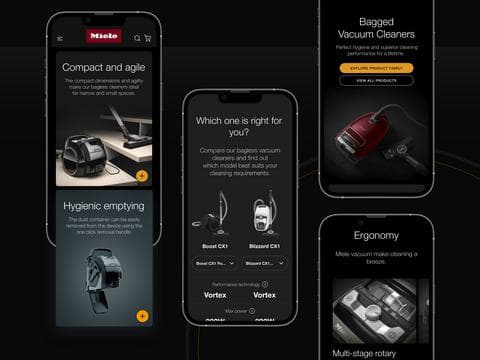 Miele, Vacuum Cleaners, Mobile ui-design project